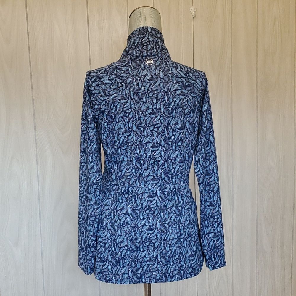 Peter Millar | Navy Palm Frond Print Skirted Full-Zip Jacket - Picture 6 of 9